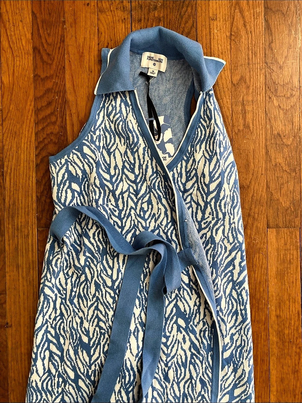 Diane von Furstenberg Sea Twig Blue Knit Midi Wrap Dress NWT from Target DVF